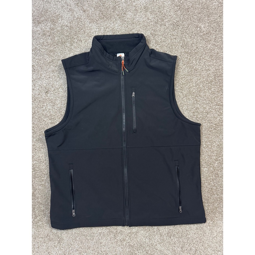 Ozark Trail Mens Black Softshell Fleece Lined Full Zip Utility Vest Large